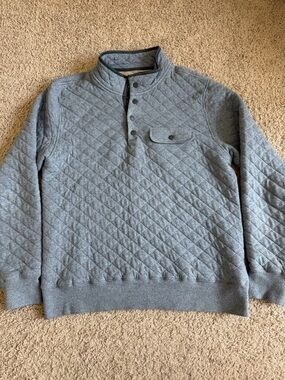 Faherty Half Button Snap Quilted Fleece Pullover